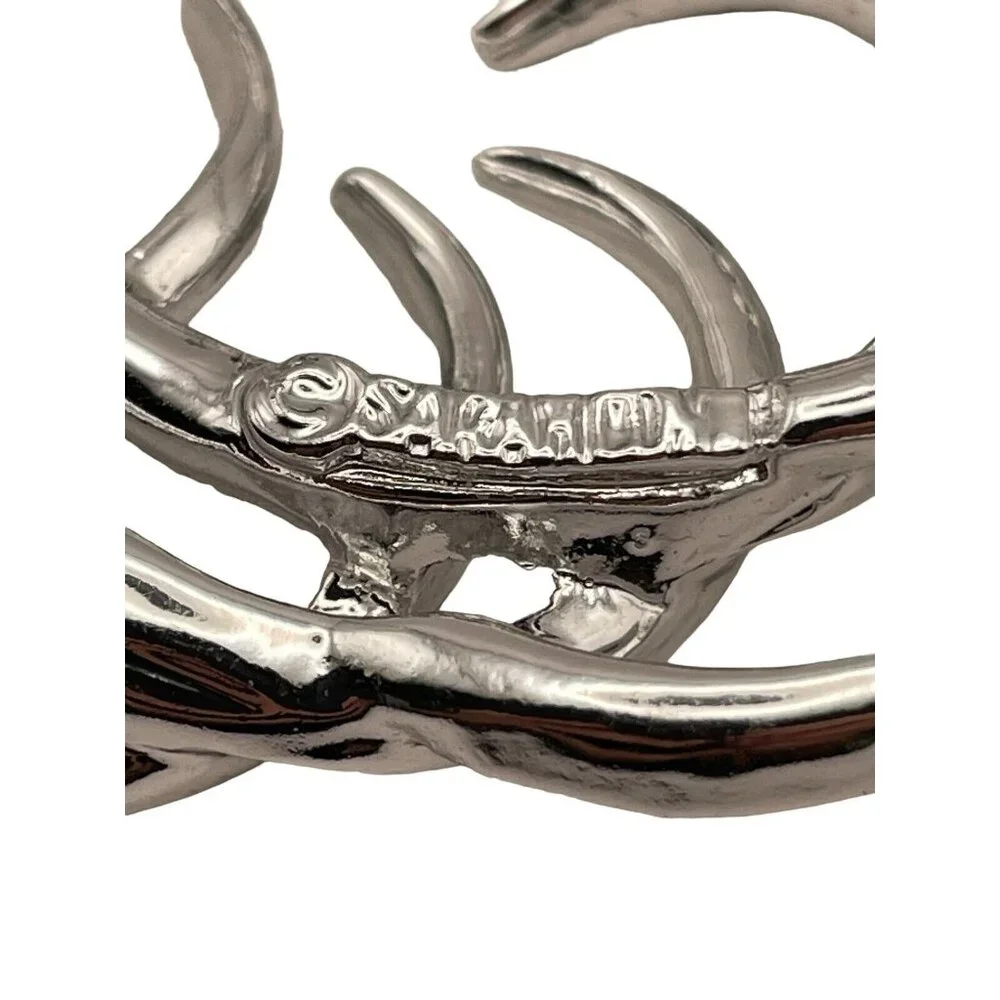 Sarah Coventry Tailored Swirl Pin Brooch Silver Tone Textured Vintage‎ Open Work